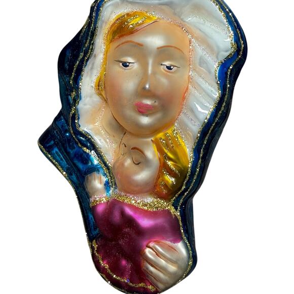 Komozja Family Polish Glass Ornament Holy Mother Mary Baby‎ Jesus Christmas 5" - Picture 3 of 10